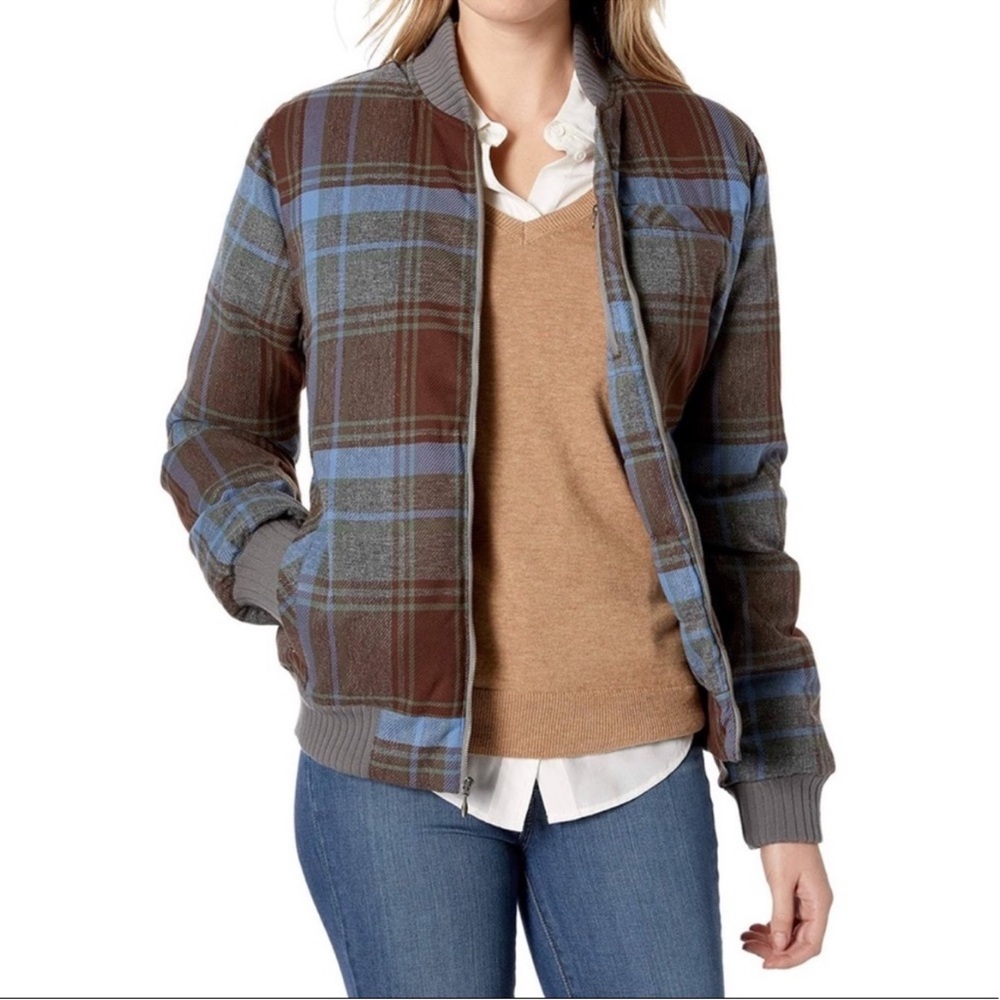 prAna Plaid Puffer Jacket – Blue/Brown – Size Small – NWOT - Picture 3 of 13